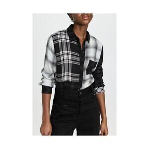 Rails 'Hunter' Black Plaid Print Long Sleeve Top Size M